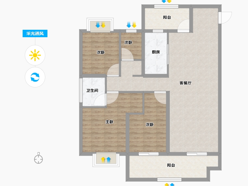 河南省-信阳市-正弘新城-103.03-户型库-采光通风