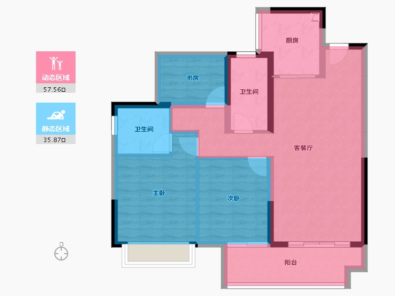 广东省-江门市-大悦城新悦锦云-83.35-户型库-动静分区