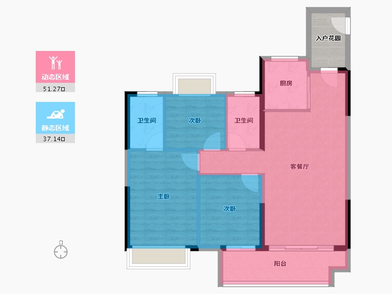 广东省-江门市-大悦城新悦锦云-84.18-户型库-动静分区