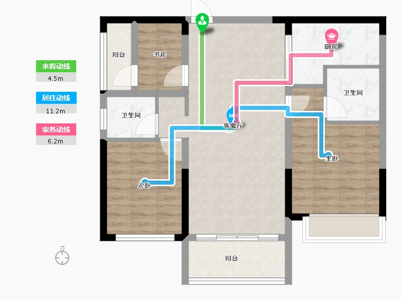 江西省-上饶市-金叶庭院-76.37-户型库-动静线