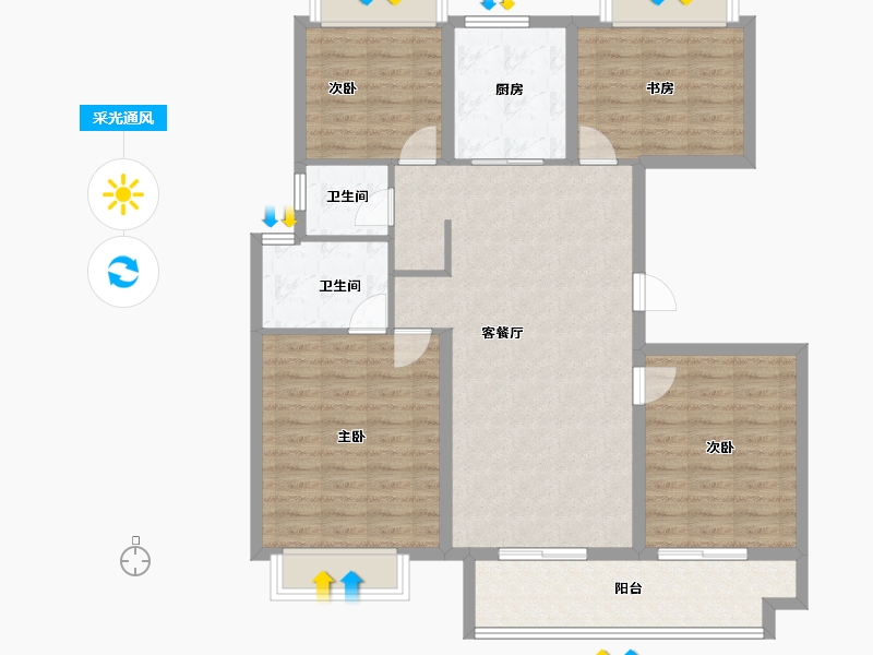 湖北省-武汉市-武汉诺德逸园-106.83-户型库-采光通风