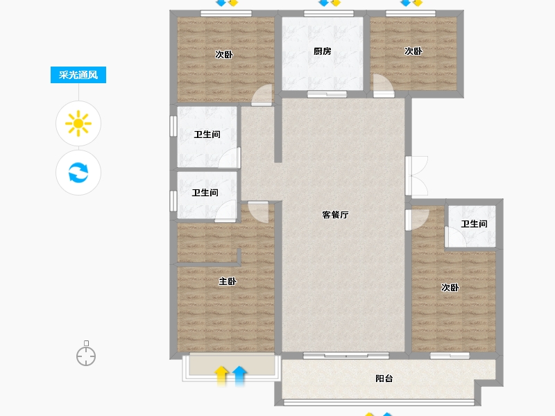 山东省-滨州市-惠众·丽景华庭-136.00-户型库-采光通风