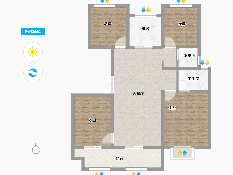 河南省-信阳市-正弘新城-108.34-户型库-采光通风