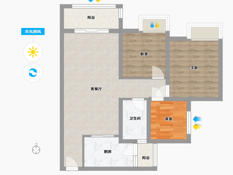 广东省-广州市-中国铁建国际花园-65.00-户型库-采光通风