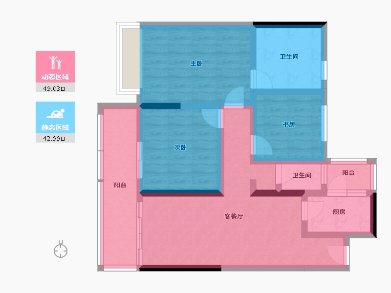 云南省-玉溪市-金科·集美玉溪-80.24-户型库-动静分区