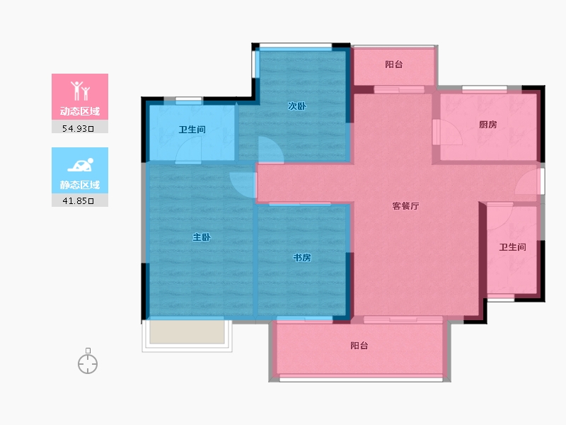 四川省-成都市-万达御湖龙湾-87.23-户型库-动静分区