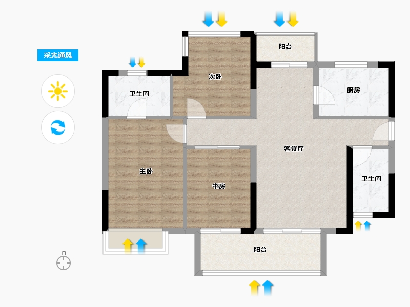 四川省-成都市-万达御湖龙湾-87.23-户型库-采光通风