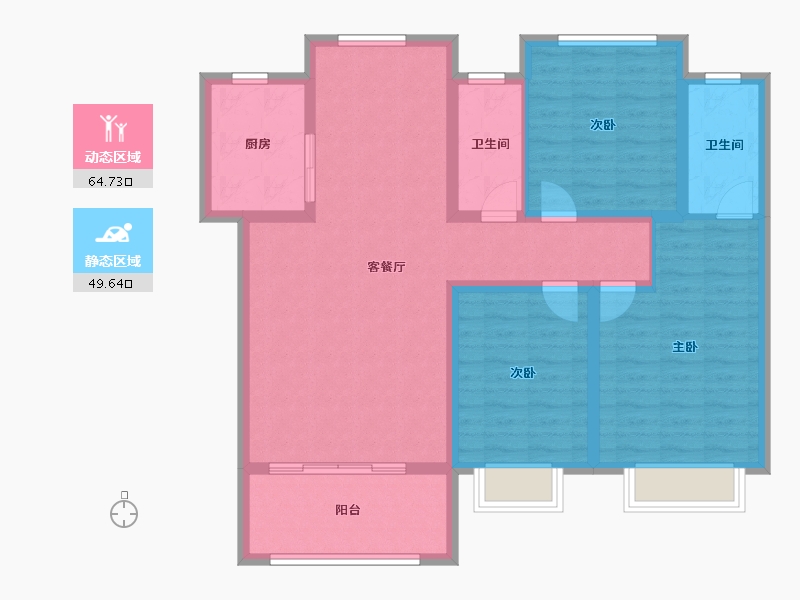 河南省-周口市-景园·盛世华都-102.31-户型库-动静分区