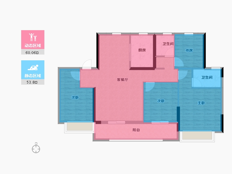 江苏省-南京市-玖宸府-102.40-户型库-动静分区