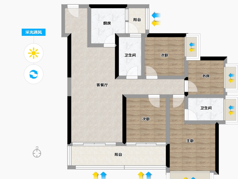 云南省-玉溪市-金科·集美玉溪-91.62-户型库-采光通风