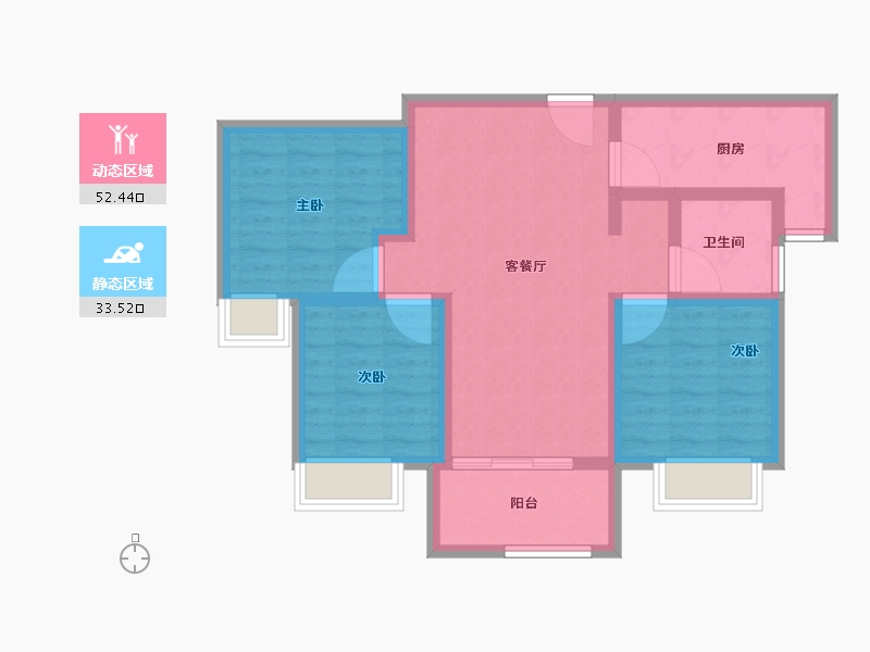 陕西省-西安市-逸景佑园-76.01-户型库-动静分区