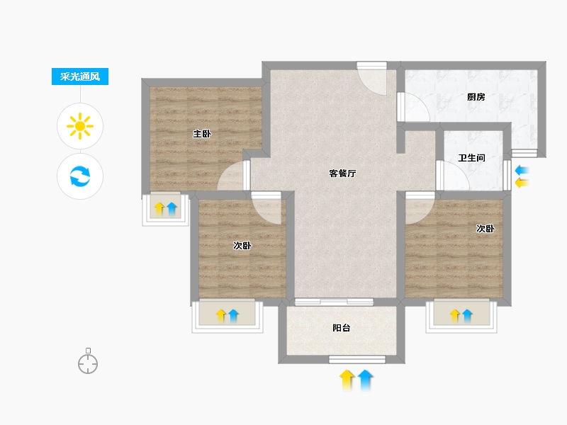 陕西省-西安市-逸景佑园-76.01-户型库-采光通风