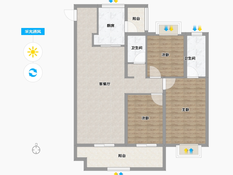 河南省-信阳市-正弘新城-102.10-户型库-采光通风