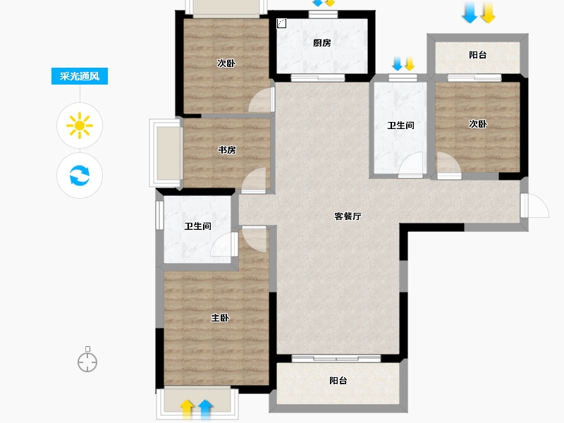 湖北省-武汉市-帝大御琨城-101.17-户型库-采光通风