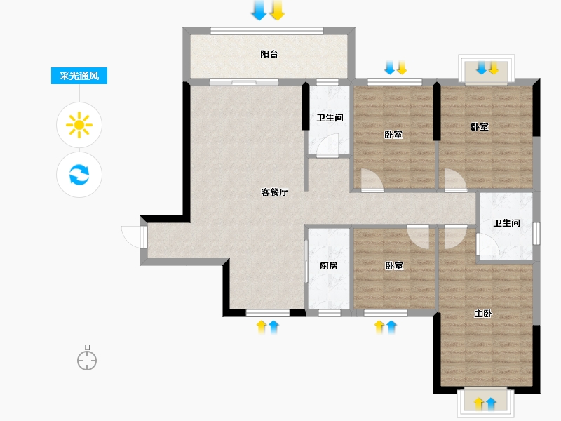 广西壮族自治区-玉林市-天润盛府-108.22-户型库-采光通风