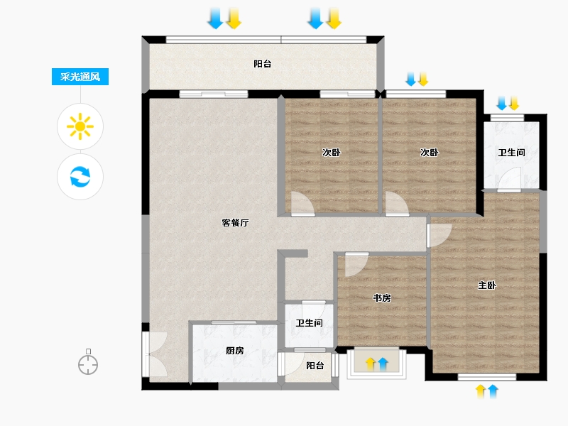 四川省-凉山彝族自治州-凉山城投·启航-123.34-户型库-采光通风