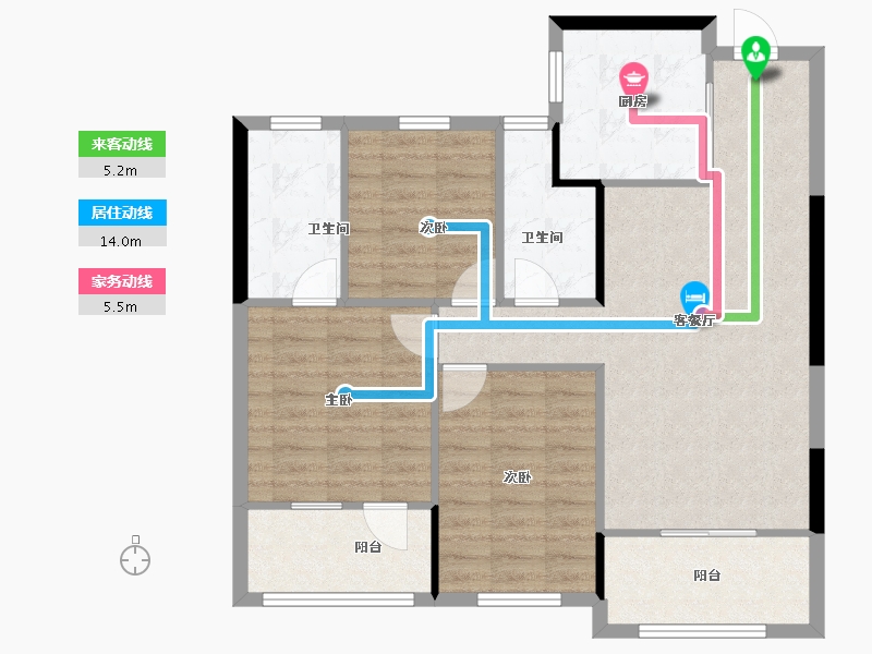 浙江省-杭州市-秦望府-88.77-户型库-动静线