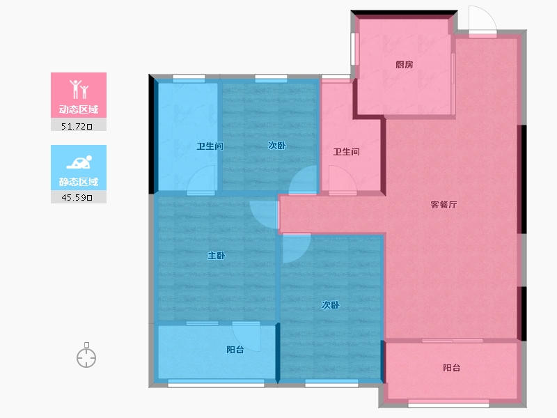 浙江省-杭州市-秦望府-88.77-户型库-动静分区