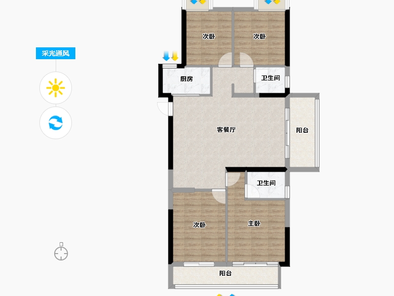 福建省-莆田市-滨海南城府-102.77-户型库-采光通风