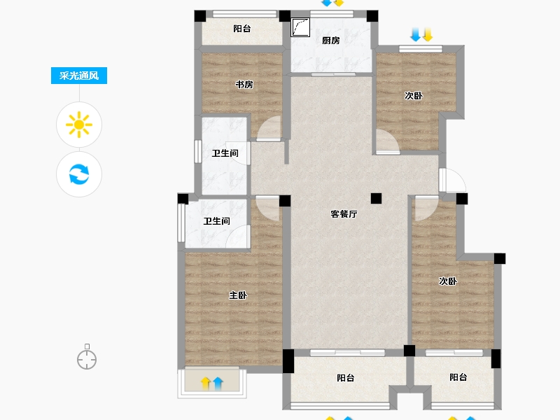 安徽省-黄山市-佩安佳苑-102.22-户型库-采光通风