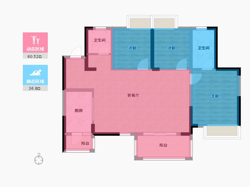 四川省-成都市-嘉裕第六洲-93.00-户型库-动静分区