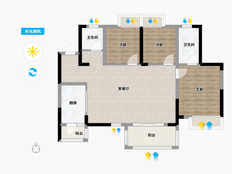 四川省-成都市-嘉裕第六洲-93.00-户型库-采光通风