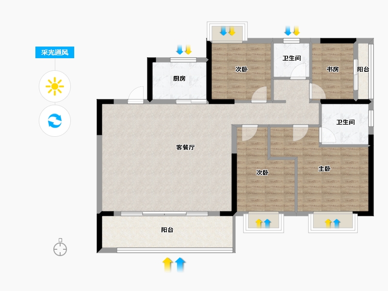 福建省-莆田市-滨海南城府-110.77-户型库-采光通风