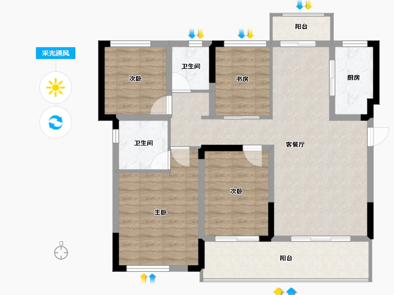 四川省-成都市-经典唐安府-98.56-户型库-采光通风