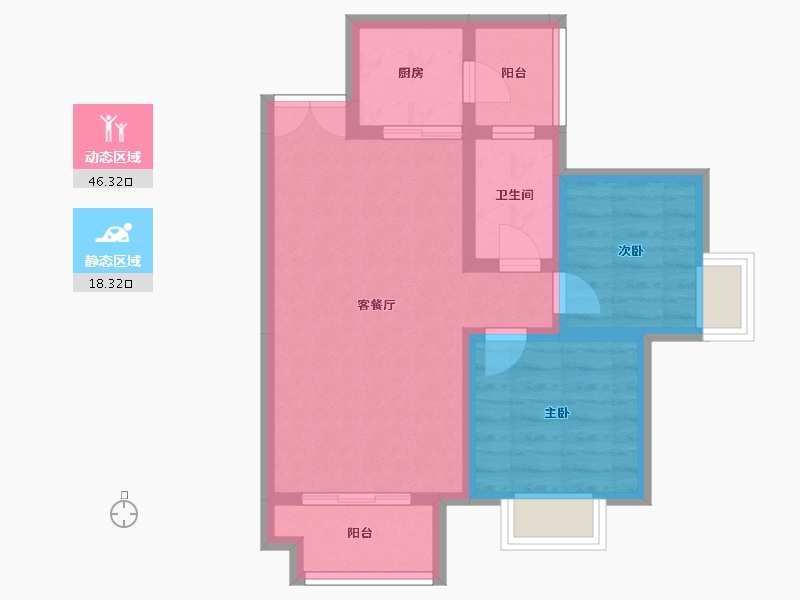 四川省-凉山彝族自治州-九洲·观海云岭-56.89-户型库-动静分区