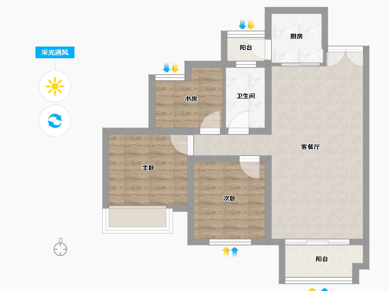 四川省-凉山彝族自治州-九洲·观海云岭-63.72-户型库-采光通风