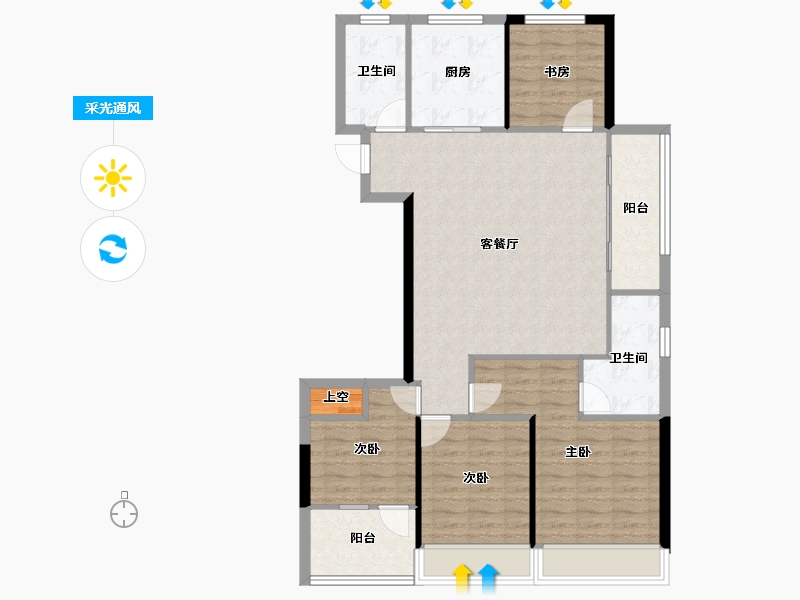 浙江省-杭州市-秦望府-101.96-户型库-采光通风