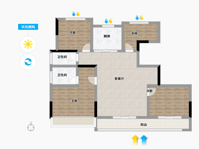 浙江省-杭州市-绿城江上臻园-101.15-户型库-采光通风