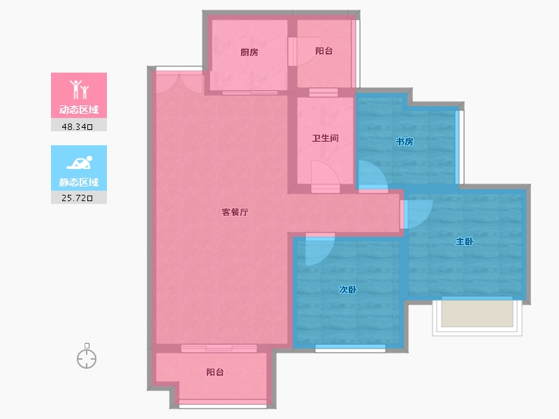 四川省-凉山彝族自治州-九洲·观海云岭-65.25-户型库-动静分区