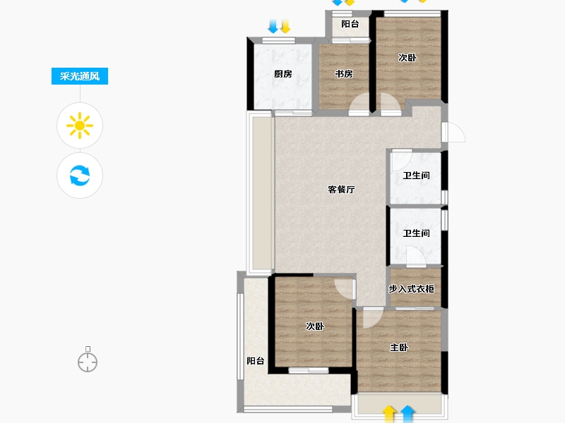 浙江省-杭州市-秦望府-95.29-户型库-采光通风