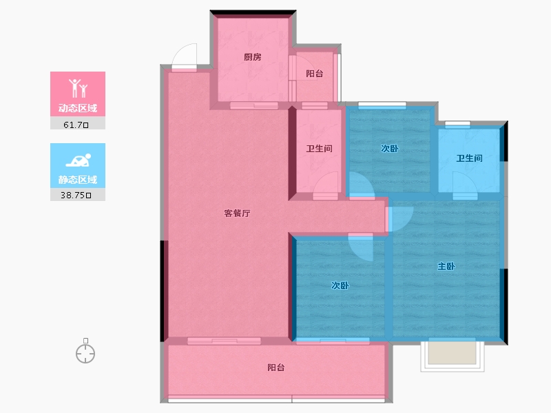 云南省-玉溪市-邦泰·天誉-88.98-户型库-动静分区