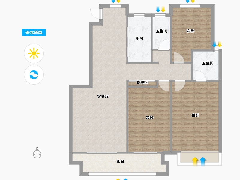 河南省-郑州市-孔雀城-110.00-户型库-采光通风