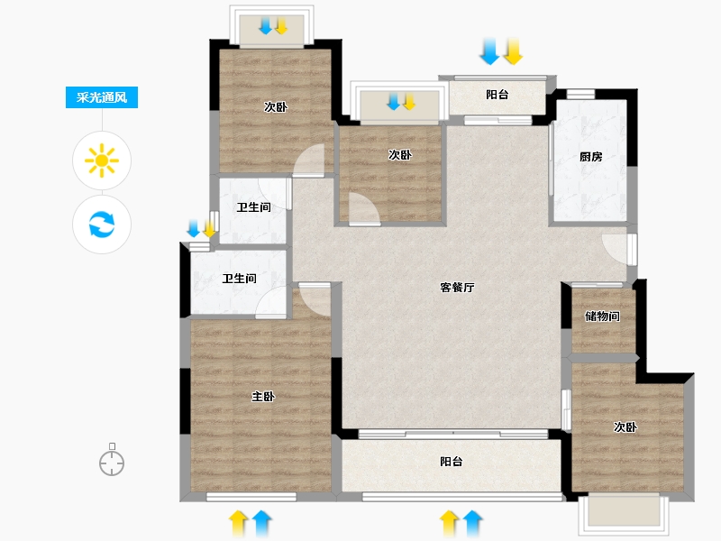 福建省-莆田市-建发文著-104.67-户型库-采光通风