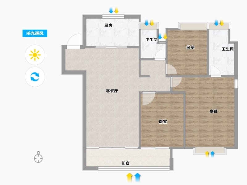 湖北省-武汉市-中交泓园-89.60-户型库-采光通风