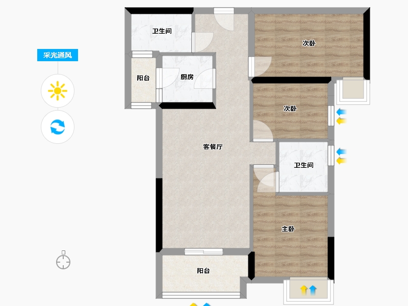 广东省-中山市-海伦时光-80.68-户型库-采光通风