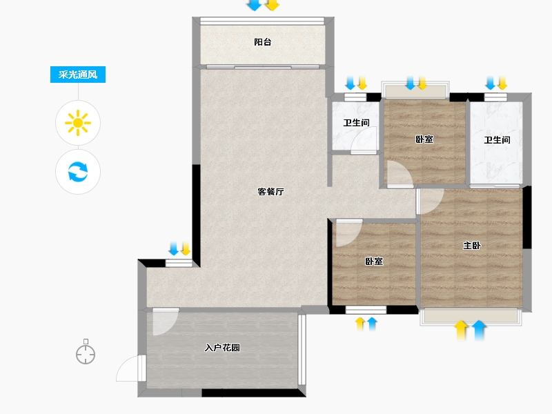 广西壮族自治区-来宾市-武宣裕达·湖畔银邸-79.43-户型库-采光通风