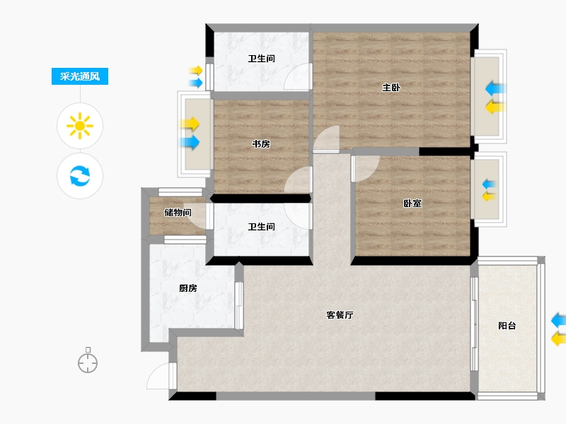 云南省-昆明市-保利明玥半山-92.00-户型库-采光通风