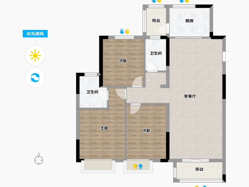 河南省-平顶山市-金域华府-106.21-户型库-采光通风