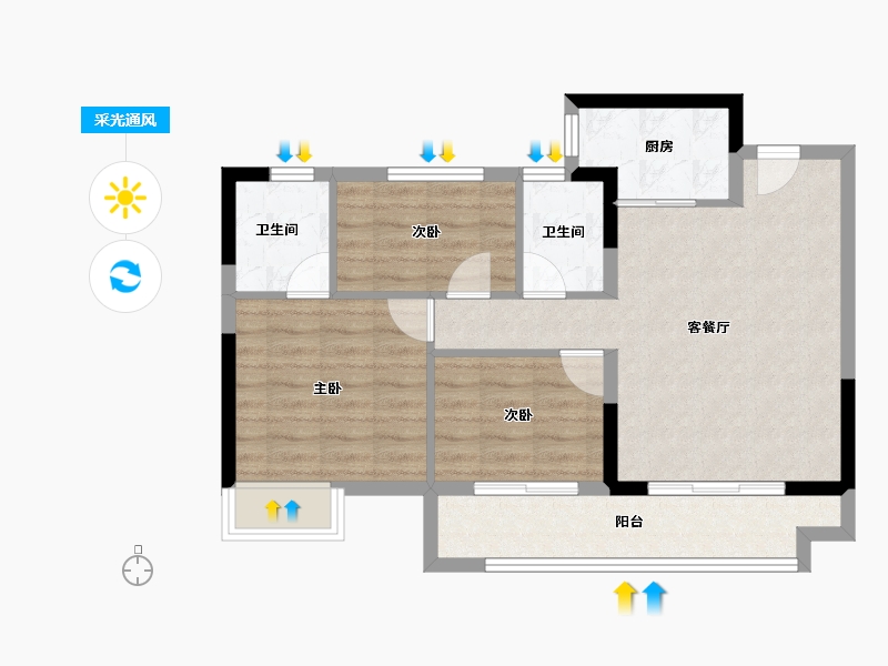 福建省-莆田市-大唐三盛国韵世家三期-71.67-户型库-采光通风