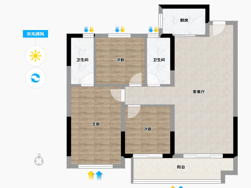 福建省-莆田市-大唐三盛国韵世家三期-85.76-户型库-采光通风