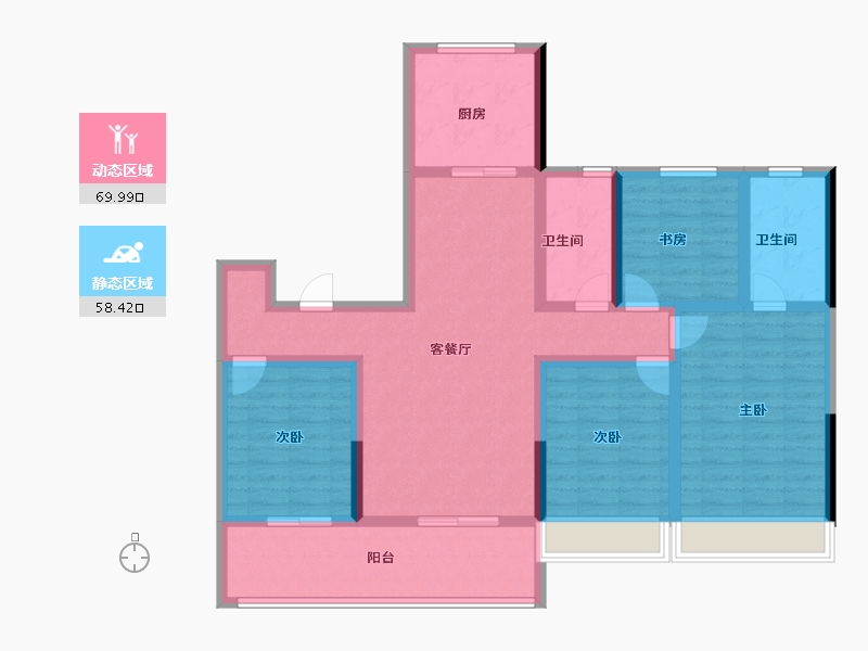 浙江省-杭州市-秦望府-113.67-户型库-动静分区