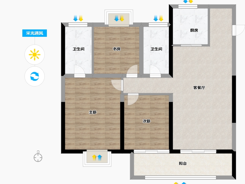 湖北省-武汉市-天纵时代城-93.60-户型库-采光通风