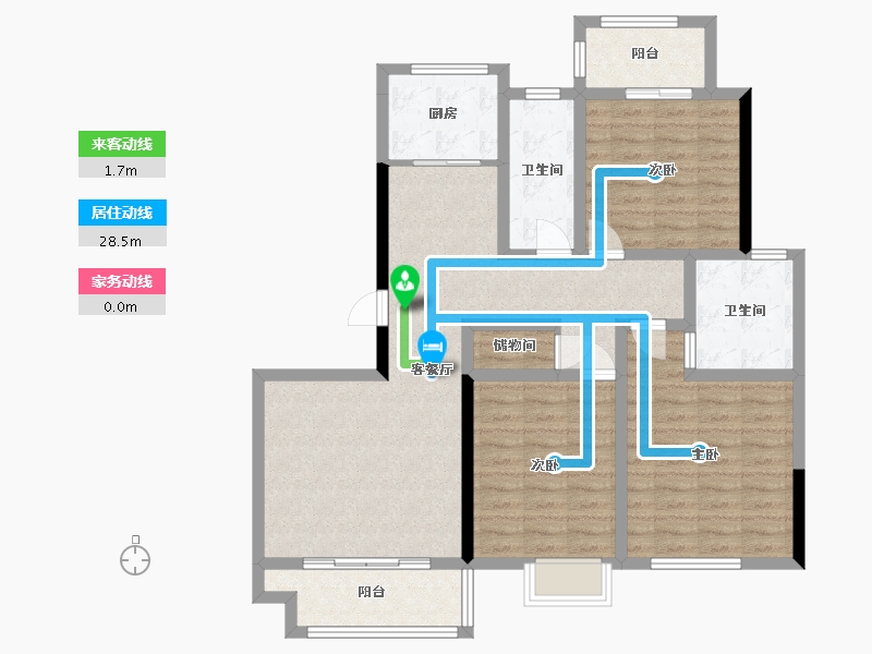 陕西省-西安市-华宇时间城-91.00-户型库-动静线