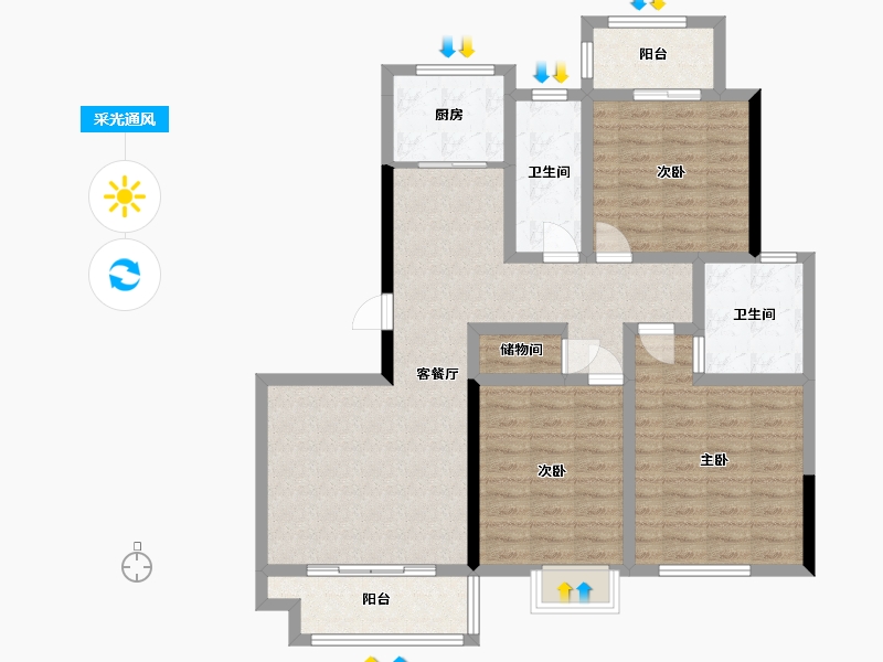 陕西省-西安市-华宇时间城-91.00-户型库-采光通风