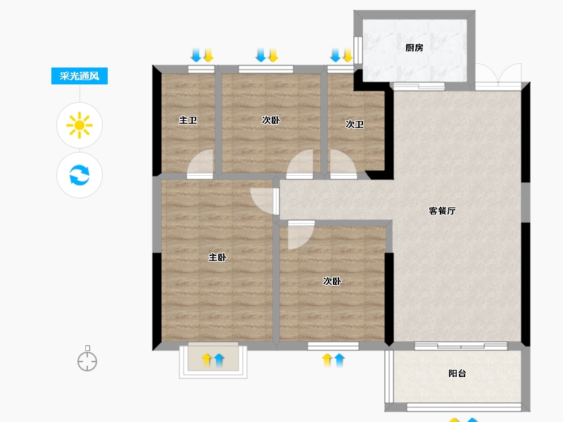 湖北省-咸宁市-同惠上和城-89.06-户型库-采光通风