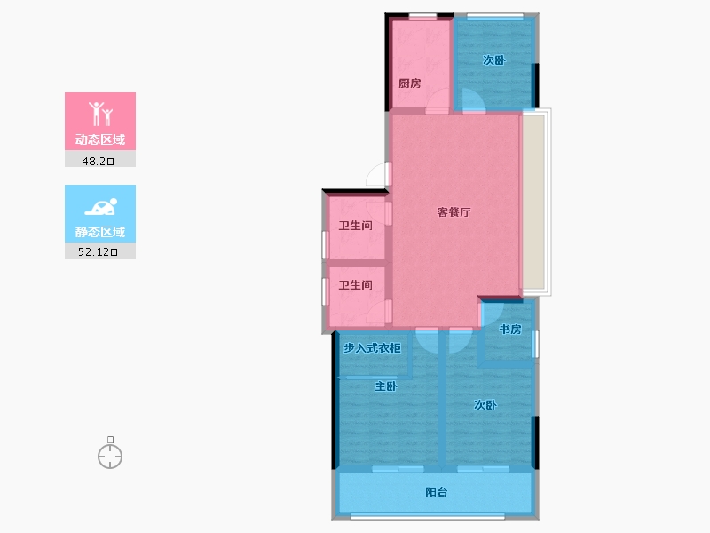 浙江省-杭州市-联发阳光城檀境里-88.54-户型库-动静分区